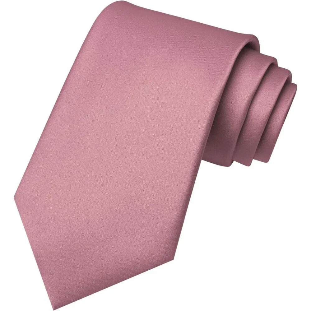 Men's Dusty Rose Solid Pure Color Imported Polyester Formal Neck Ties